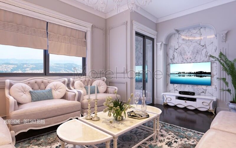 Mang thêm luồng gió mới vào trong các mẫu thiết kế nội thất, kiến trúc sư Morehome đã mang lại cho gia chủ tại chung cư Ruby Tower một không gian nội thất phòng khách độc đáo, mới lạ nhưng không kém phần tiện nghi và sang trọng. Thiết kế phòng khách