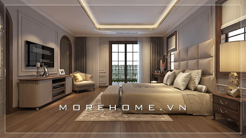 Nội thất phòng ngủ chung cư cao cấp đầy ấn tượng, gam màu lạnh được KTS lựa chọn không làm mất đi vẻ sang trọng, tinh tế mà gợi lên sự thoải mái Thiết kế chung cư