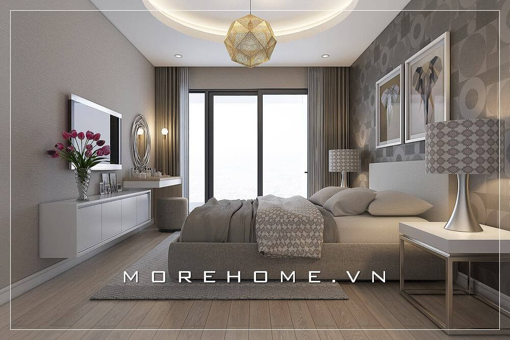 Trang trí nội thất phòng ngủ chung cư hiện đại với gam màu tinh tế nhẹ nhàng đầy ấn tượng Thiết kế chung cư