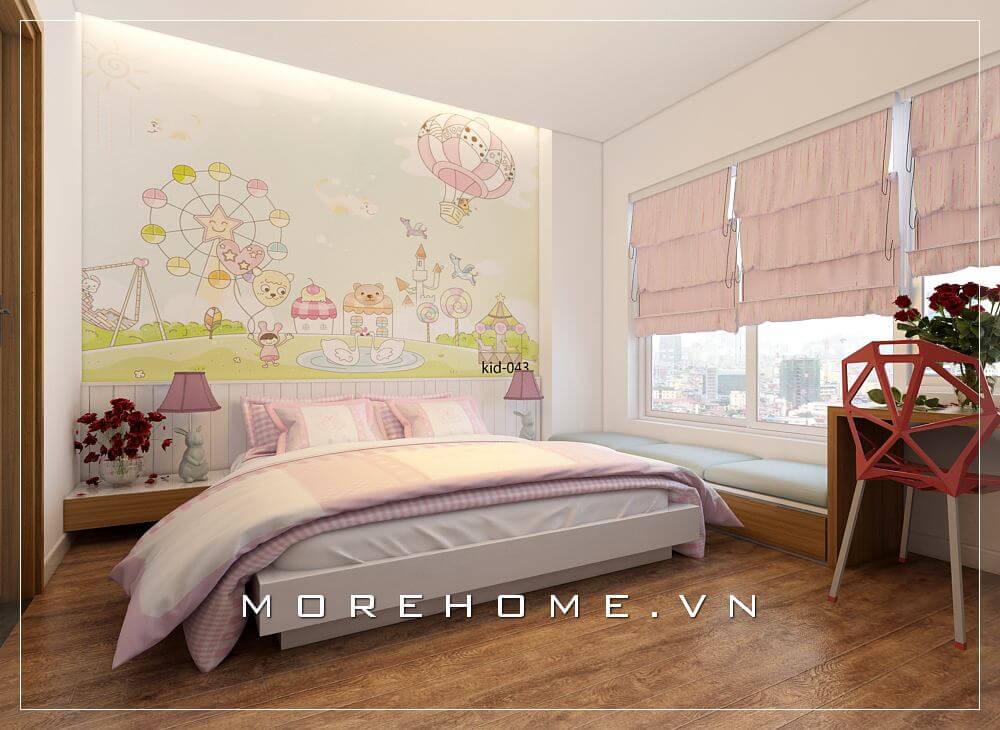 Morehome gợi ý cho bạn mẫu thiết kế nội thất phòng ngủ bé gái tại chung cư hiện đại Thiết kế chung cư