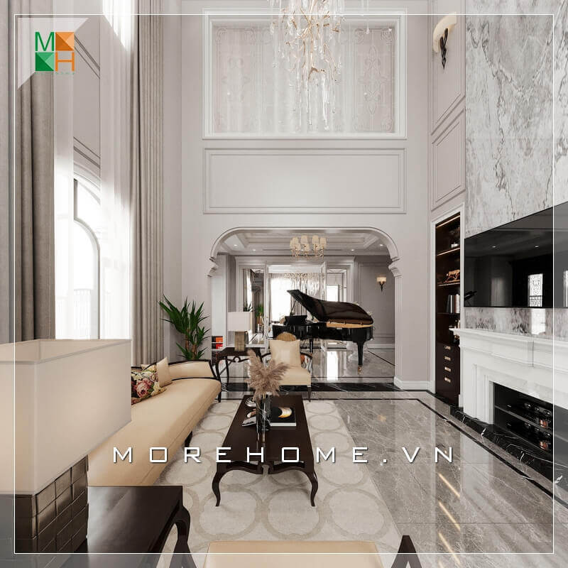 Mẫu thiết kế nội thất không gian phòng khách tân cổ điển sang trọng, cao cấp cho biệt thự, nhà phố, penthouse, chung cư cao cấp. Mách bạn những mẫu thiết kế phòng khách biệt thự, nhà phố đẹp