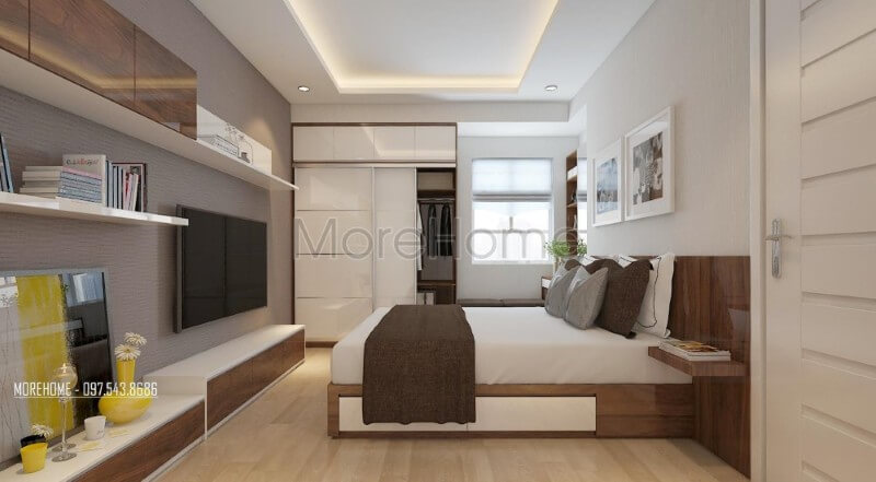 Trang trí nội thất phòng ngủ bố mẹ được bố trí một cách khoa học và hợp lí Mẫu nội thất chung cư đẹp