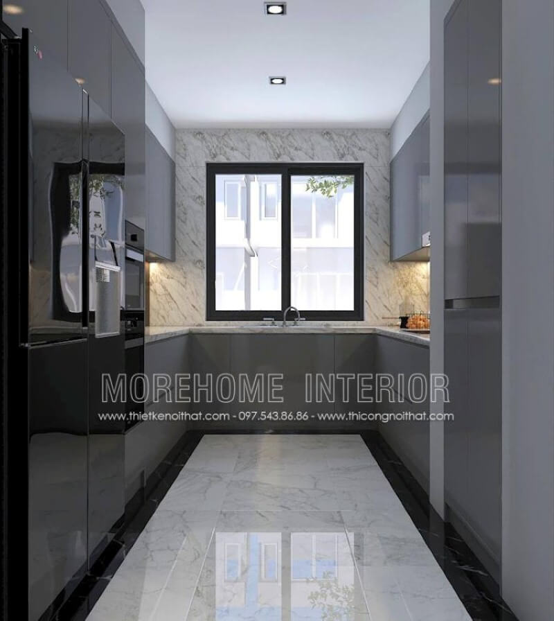 Đối với không gian bếp hiện đại không được lớn, mẫu tủ bếp chữ U gỗ công nghiệp acrylic màu xám là lựa chọn không thể hơn, đặc biệt phù hợp với các không gian chung cư, biệt thự, nhà phố. Tủ bếp đẹp