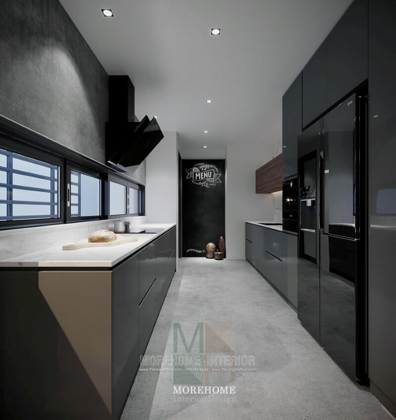 Mẫu tủ bếp gỗ công nghiệp được thiết kế hài hòa mang đến sự gọn gàng, thông thoáng cho không gian bếp. Tủ bếp hiện đại, tủ bếp chữ u, tủ bếp chữ i, tủ bếp chữ l