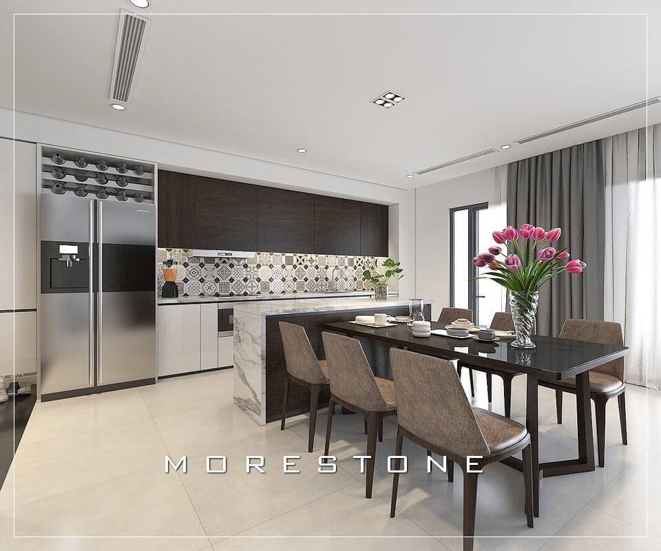 Gợi ý những mẫu thiết kế không gian bếp sang trọng mà không kém phần hiện đại Thiết kế phòng bếp chung cư hiện đại