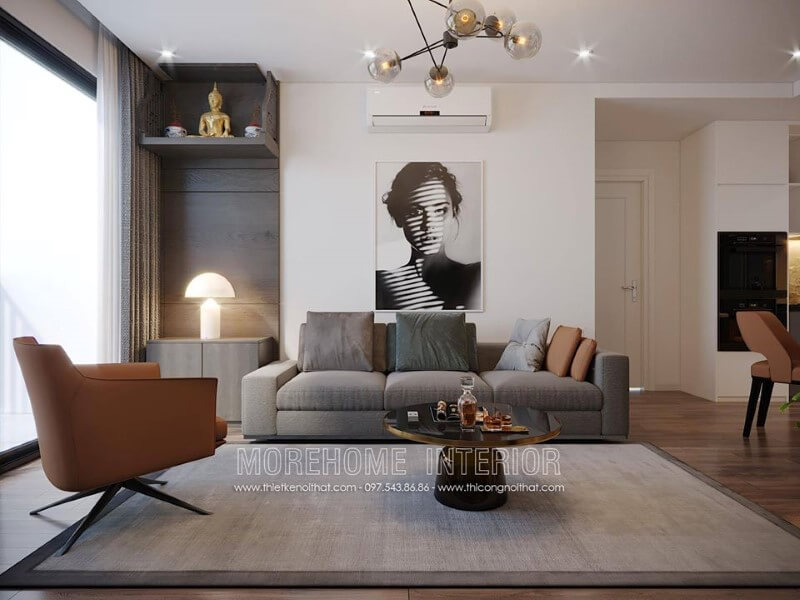 Trang trí phòng khách ấn tượng với phong cách hiện đại trẻ trung thiết kế chung cư