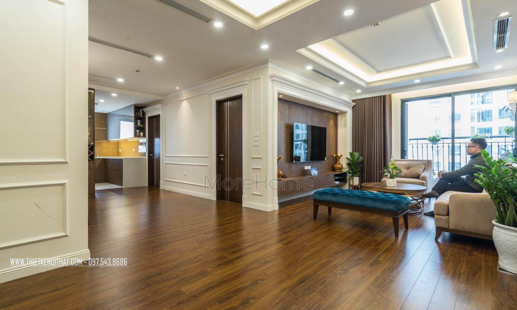 Nâng cấp không gian phòng khách với sàn nhựa giả gỗ bóng bẩy chung cư An Bình city