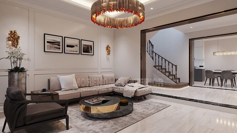 Mẫu sofa bọc nỉ phòng khách hiện đại bằng gỗ tự nhiên cao cấp sang trọng