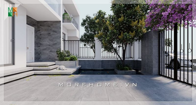 hợp lý. Thiết kế kiến trúc ngoại thất biệt thự phong cách hiện đại với hồ cá và cây xanh có thể tạo ra một không gian thoải mái, thư giãn cho con người. Ngoài ra, nếu biết cách bố trí hợp lý, xây dựng hồ cá trước nhà còn có thể mang lại lợi ích tài lộc cho gia chủ.