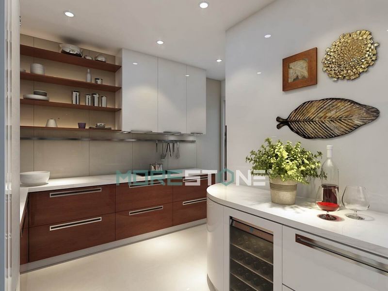 Giải pháp cho nhà chật không gian bếp nhỏ là lưa chọn những thiết kế đơn sắc, tông màu trắng sáng chủ đạo để tối dãn nhưng lại rất hiện đại và đa năng