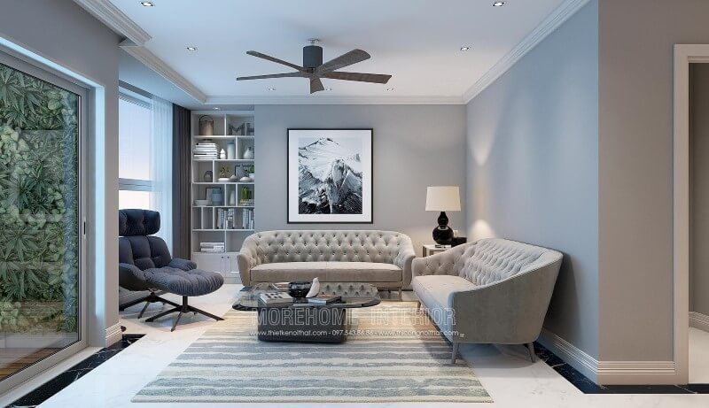 Mẫu sofa văng bọc nỉ rút múi đẹp, nổi bật phù hợp với phòng khách chung cư vừa và nhỏ