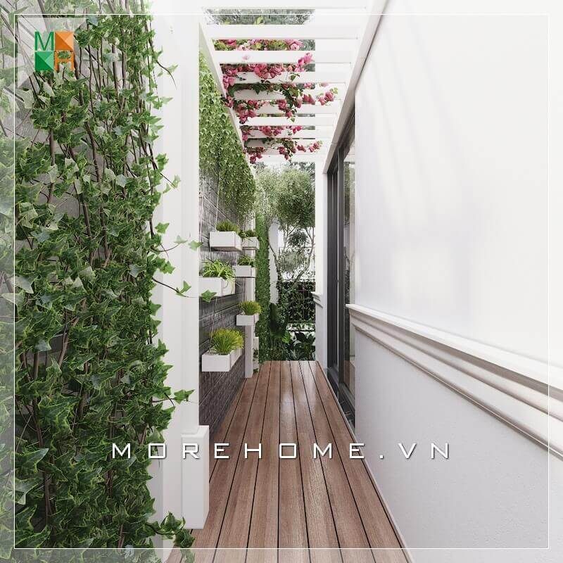 Mẫu sàn lát gỗ cao cấp tăng vẻ tiện nghi và sang trọng cho không gian lối đi thêm độc đáo và đẳng cấp.